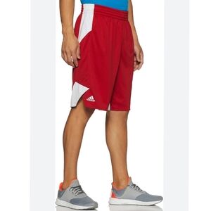 Adidas Men's Athletic Shorts in Red and White. Size-L
